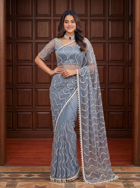 Intricately Bidds handwork embroidered saree