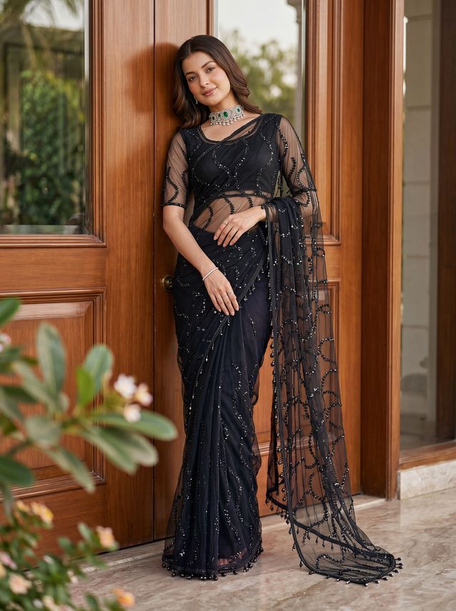 Intricately Bidds handwork embroidered saree