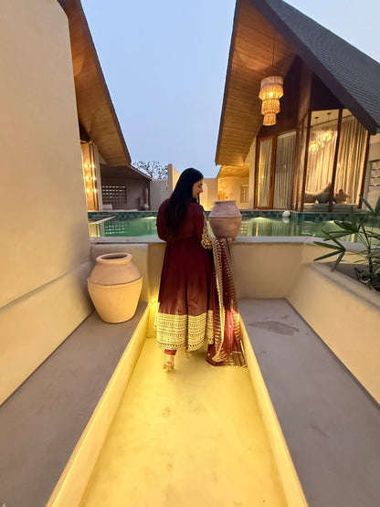 Amrapali Trend Heavy Embroidered Anarkali Suit with Organza Dupatta