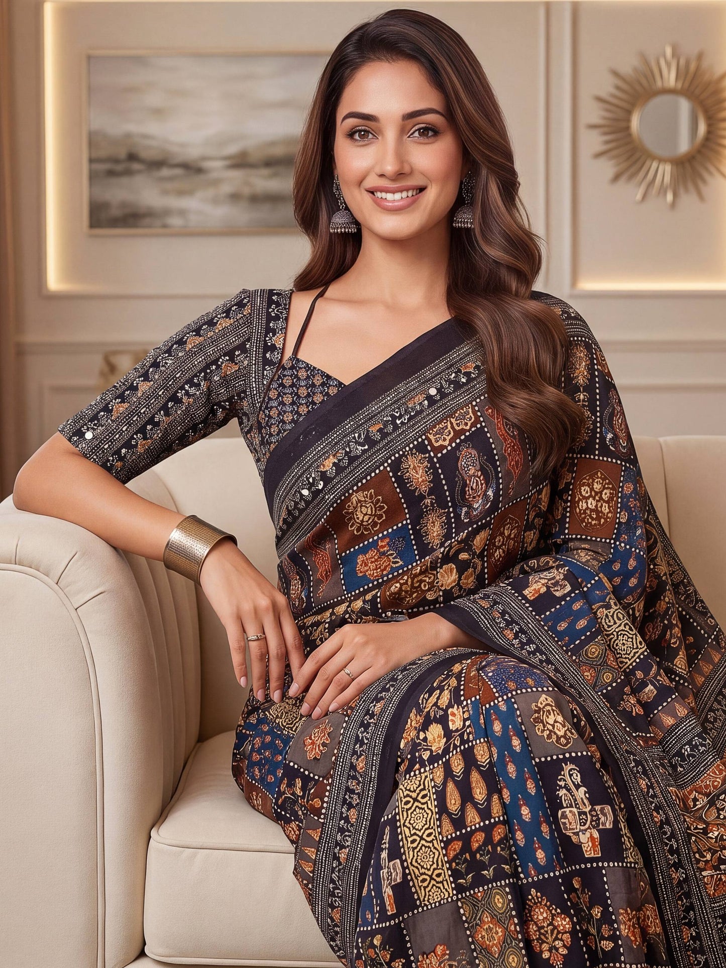 Black Ajrak Print Semi Modal Silk Saree with Heavy Mirror Work and Designer Border
Premium Black Ajrak Semi Modal Silk Saree for Wedding and Festive Wear
Traditional Black Ajrak Saree with Real Mirror Work and Viscose Latkan Pallu
Elegant Black Ajrak Silk Saree for Party Wear and Special Occasions
Designer Black Ajrak Print Saree with Unstitched Blouse Piece
Luxury Semi Modal Silk Black Ajrak Saree with Handcrafted Mirror Work
Women's Black Ajrak Saree with Traditional Print and Rich Pallu Border
Premium 
