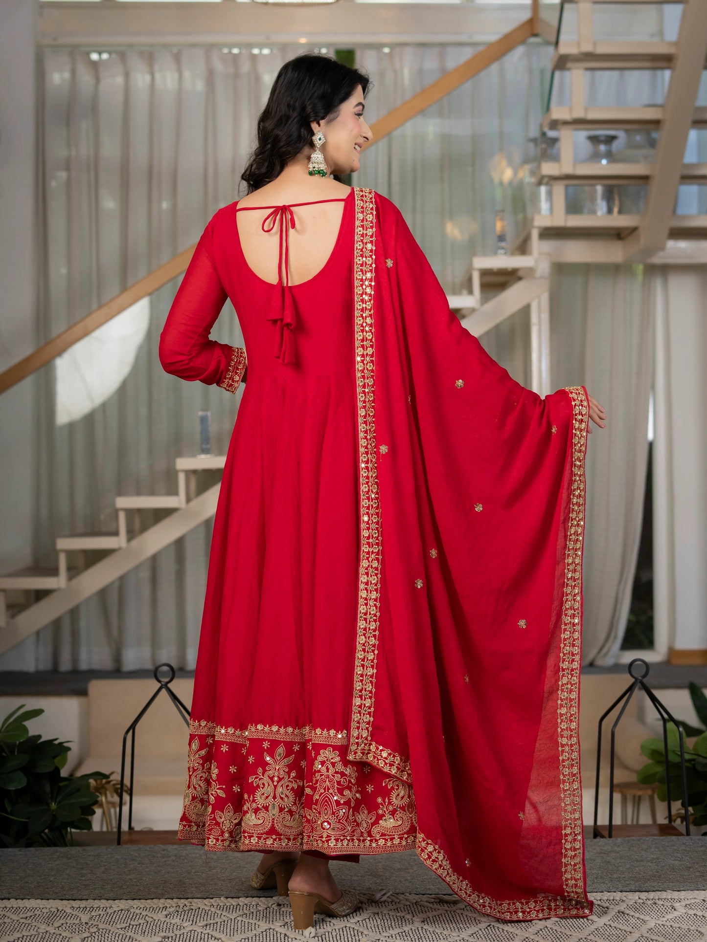 Amrapali Trend Heavy Rangoli Crush Embroidered Anarkali Suit Set with Pant & Dupatta