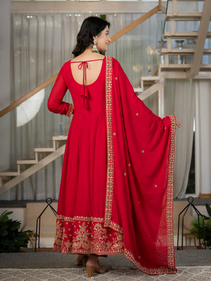 Amrapali Trend Heavy Rangoli Crush Embroidered Anarkali Suit Set with Pant & Dupatta