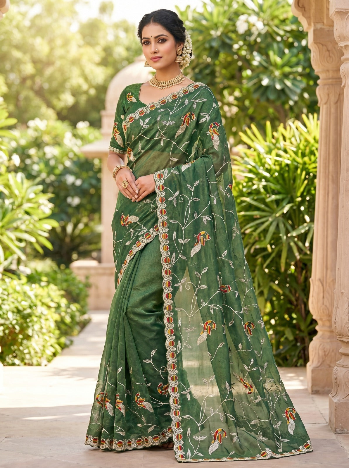 Premium Peacock Embroidered Net Saree | Designer Wedding & Party Wear Saree for Women