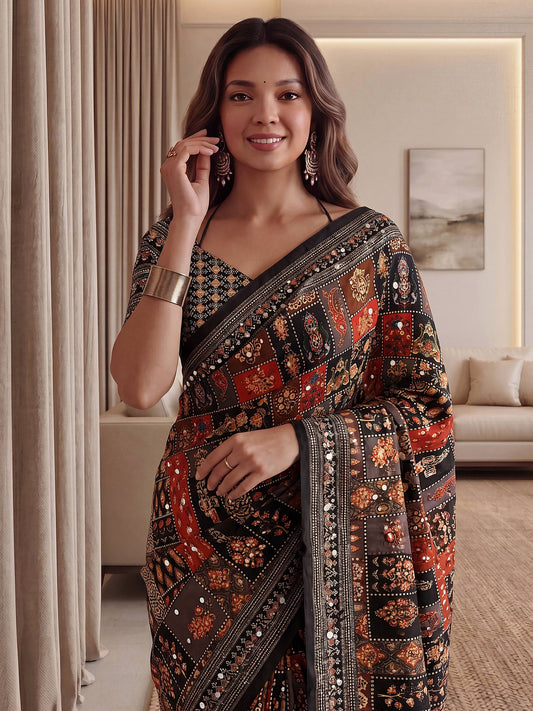 Black Ajrak Print Semi Modal Silk Saree with Heavy Mirror Work and Designer Border
Premium Black Ajrak Semi Modal Silk Saree for Wedding and Festive Wear
Traditional Black Ajrak Saree with Real Mirror Work and Viscose Latkan Pallu
Elegant Black Ajrak Silk Saree for Party Wear and Special Occasions
Designer Black Ajrak Print Saree with Unstitched Blouse Piece
Luxury Semi Modal Silk Black Ajrak Saree with Handcrafted Mirror Work
Women's Black Ajrak Saree with Traditional Print and Rich Pallu Border
Premium Pa
