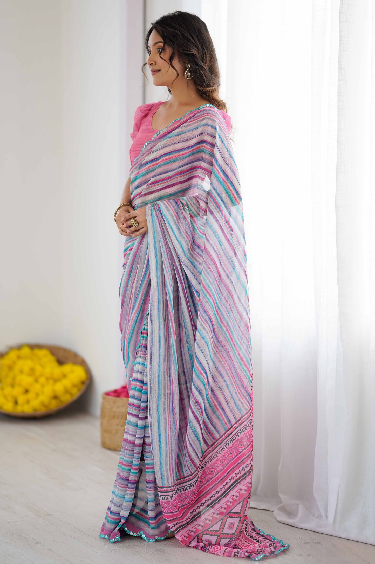 Blue Designer Georgette Party Wear Saree