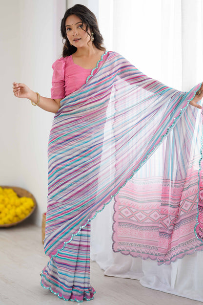 Blue Heavy Georgette Festive Wear Saree