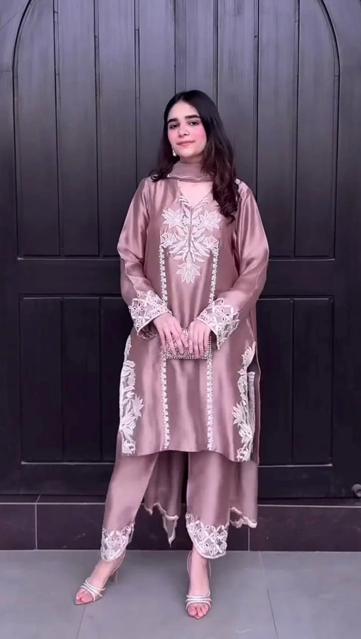 Designer Heavy Natural Crepe Silk Suit with Coding Sequence & Moti Hand Work – Party Wear, Wedding & Festive Collection