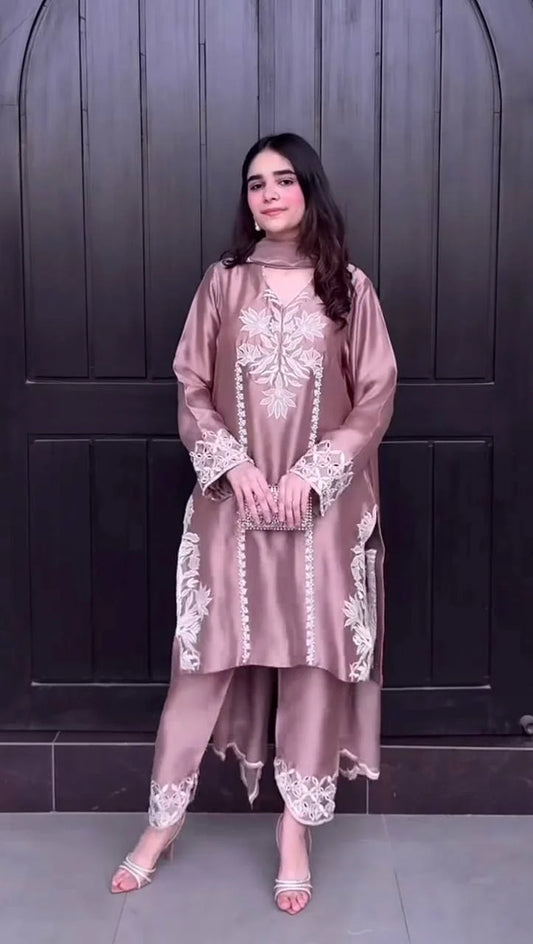 Designer Heavy Natural Crepe Silk Suit with Coding Sequence & Moti Hand Work – Party Wear, Wedding & Festive Collection