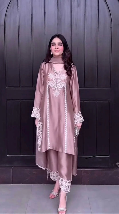 Designer Heavy Natural Crepe Silk Suit with Coding Sequence & Moti Hand Work – Party Wear, Wedding & Festive Collection