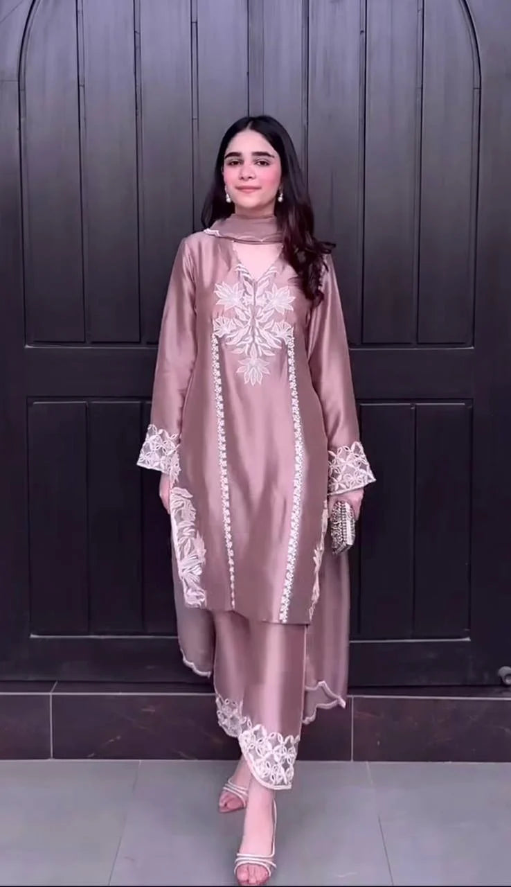 Designer Heavy Natural Crepe Silk Suit with Coding Sequence & Moti Hand Work – Party Wear, Wedding & Festive Collection
