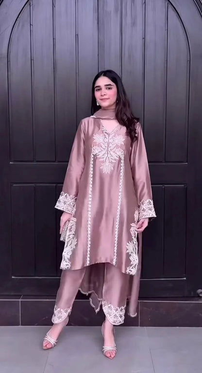 Designer Heavy Natural Crepe Silk Suit with Coding Sequence & Moti Hand Work – Party Wear, Wedding & Festive Collection
