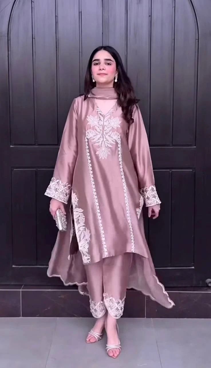 Designer Heavy Natural Crepe Silk Suit with Coding Sequence & Moti Hand Work – Party Wear, Wedding & Festive Collection