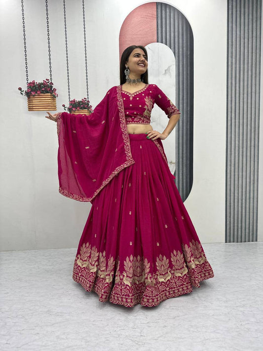 Designer Pink Wedding Lehenga Choli for Women with Intricate Embroidery Work