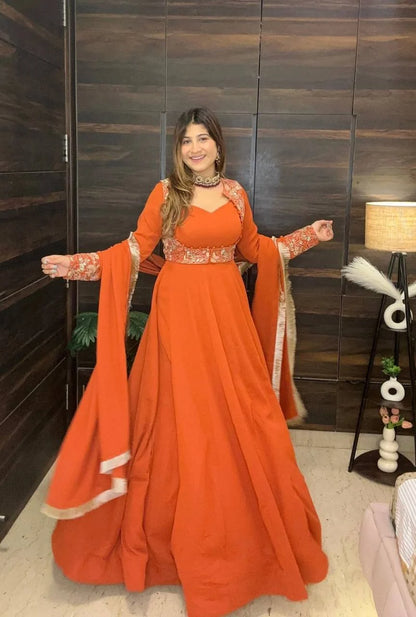 Designer Anarkali Gown with Jacket for Wedding & Festive Wear