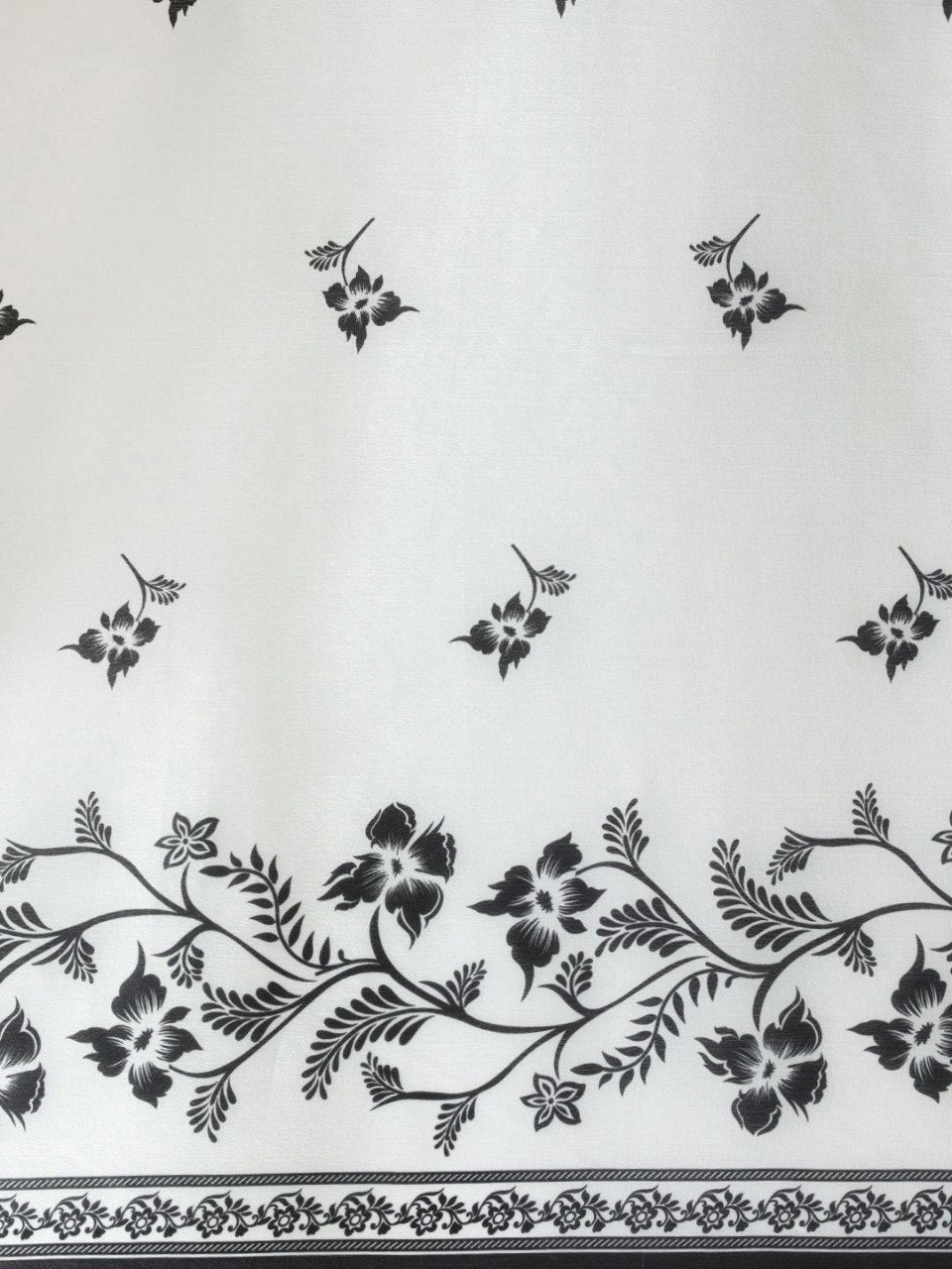 Elegant Black & White Japan Silk Printed Saree for Festive and Party Wear