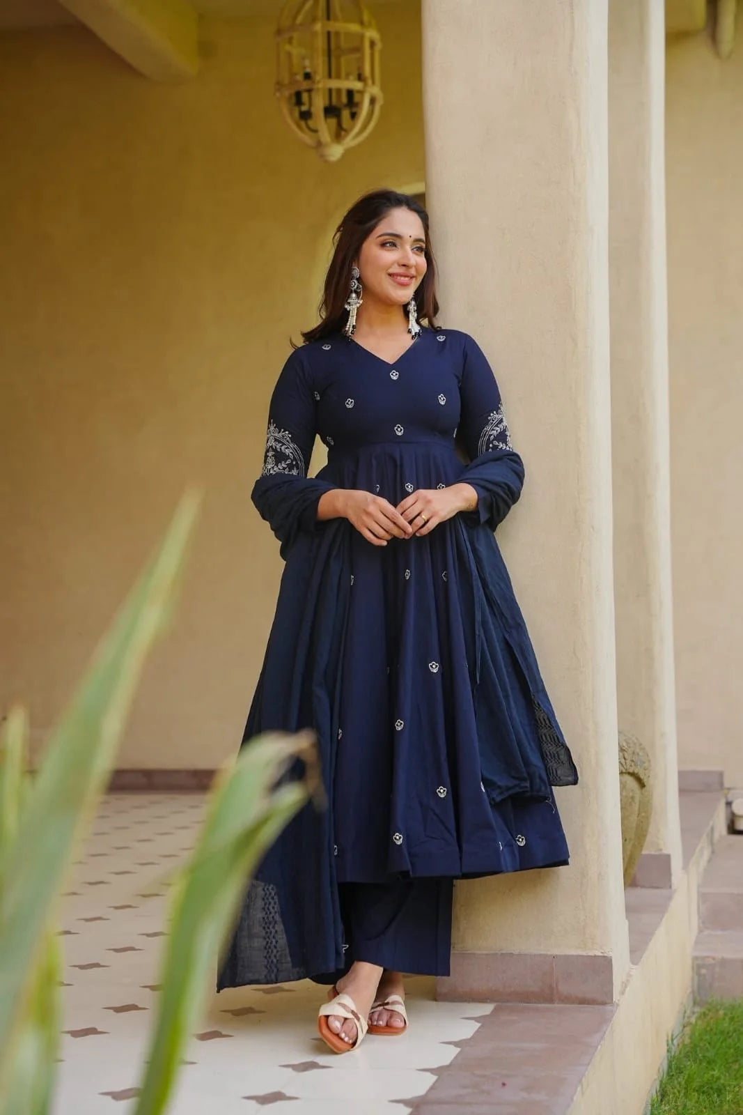 Amrapali Tremd Heavy Embroidered Roman Silk Anarkali Suit with Palazzo and Dupatta
