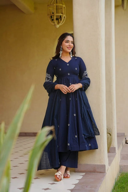 Amrapali Tremd Heavy Embroidered Roman Silk Anarkali Suit with Palazzo and Dupatta