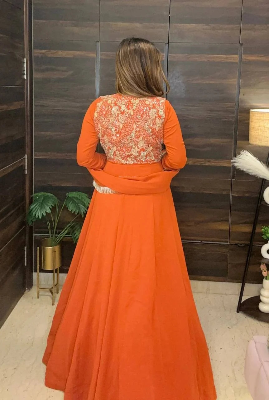 Designer Anarkali Gown with Jacket for Wedding & Festive Wear