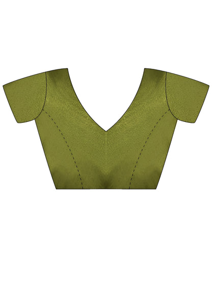 Green Space Silk festive saree with stylish printed border and Mono Silk blouse.