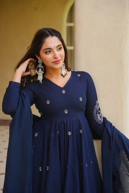 Amrapali Tremd Heavy Embroidered Roman Silk Anarkali Suit with Palazzo and Dupatta