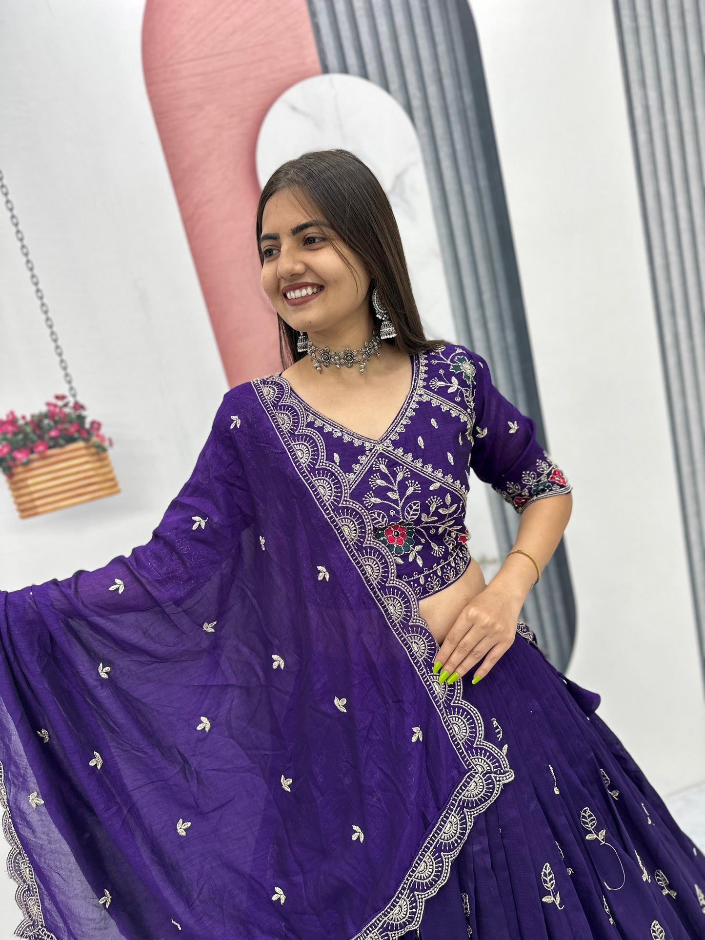 Heavy embroidered purple lehenga choli for wedding, festive and party wear