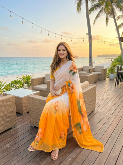 Designer Floral Georgette Saree for Women | Festive & Party Collection