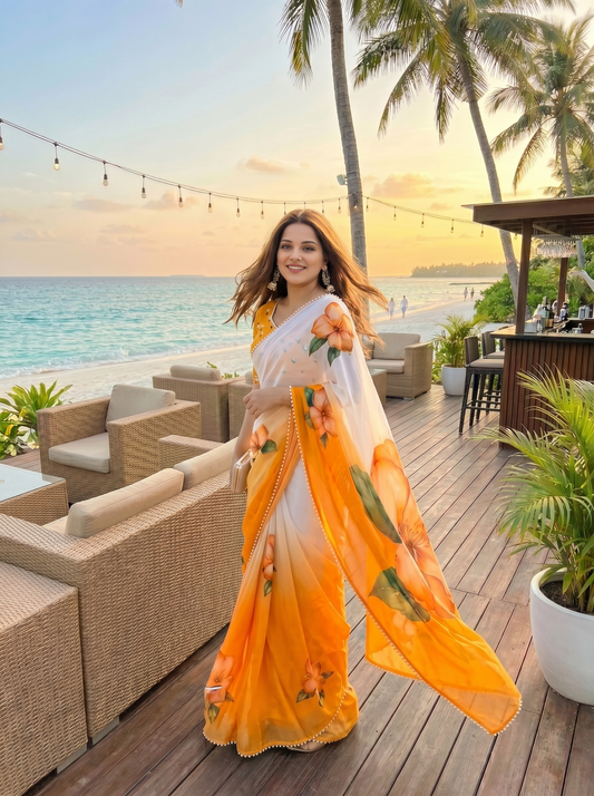 Designer Floral Georgette Saree for Women | Festive & Party Collection