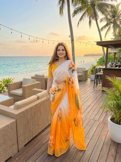 Designer Floral Georgette Saree for Women | Festive & Party Collection