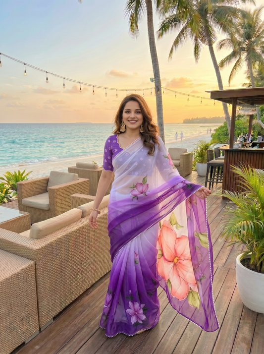 Designer Floral Georgette Saree for Women | Festive & Party Collection