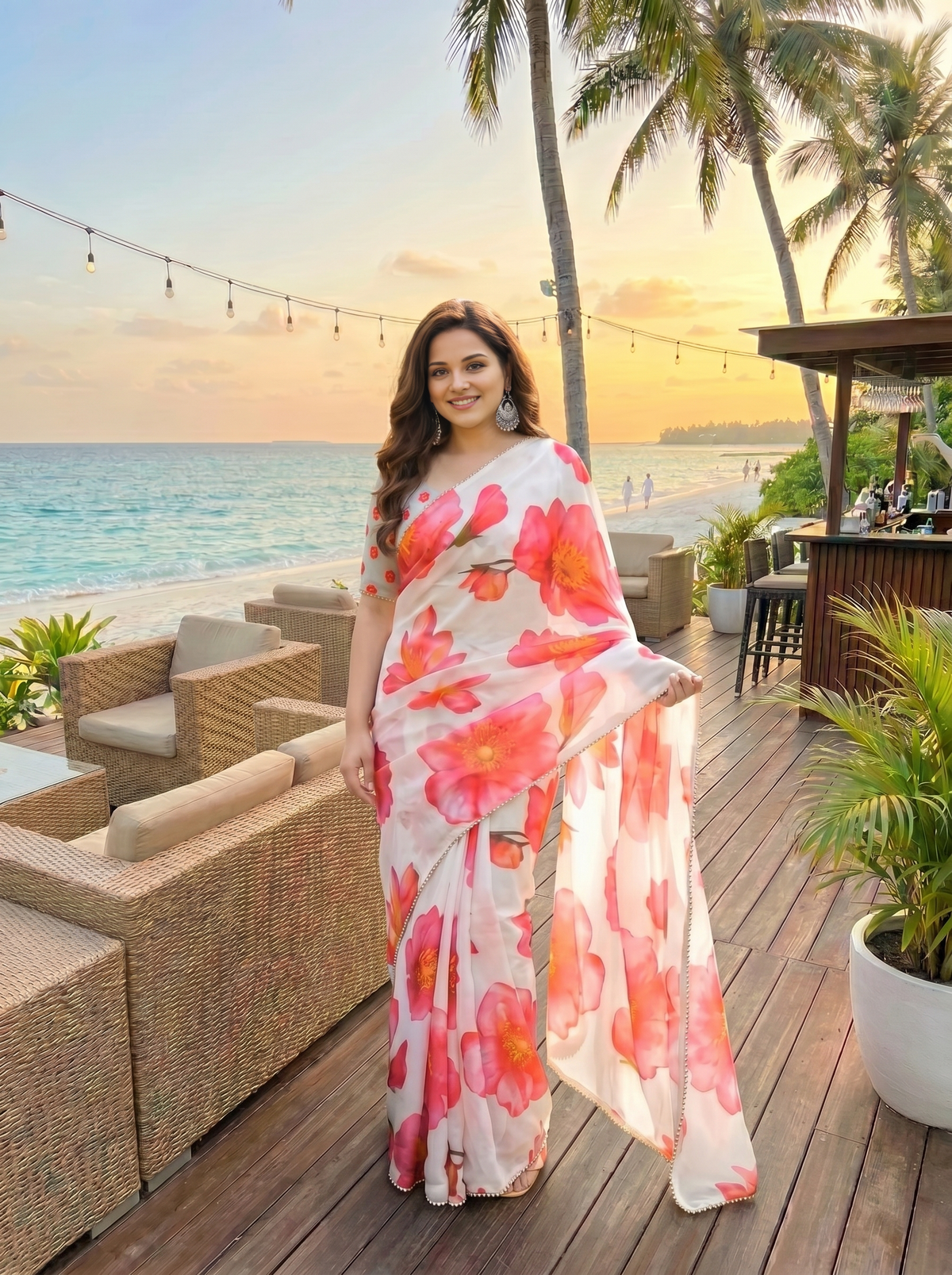 Designer Floral Georgette Saree for Women | Festive & Party Collection