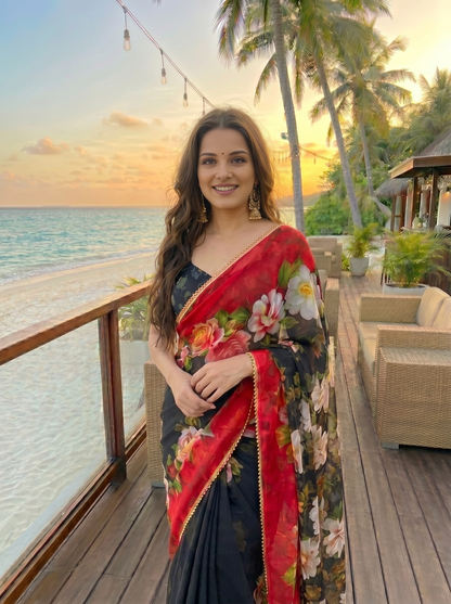 Designer Floral Georgette Saree for Women | Festive & Party Collection