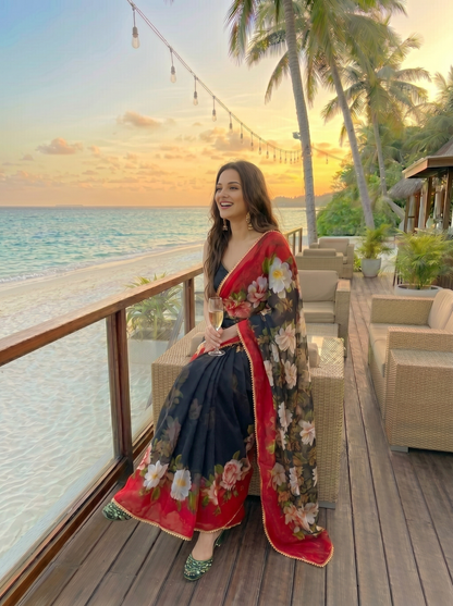 Designer Floral Georgette Saree for Women | Festive & Party Collection