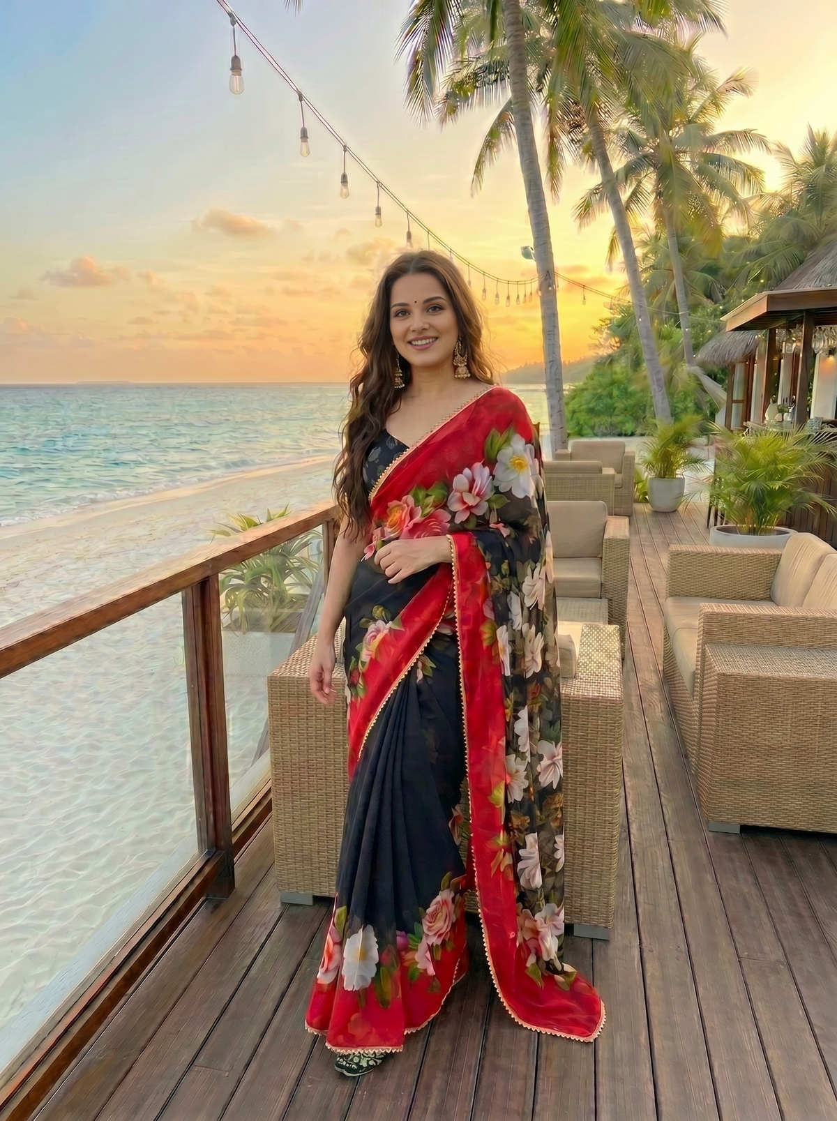 Designer Floral Georgette Saree for Women | Festive & Party Collection
