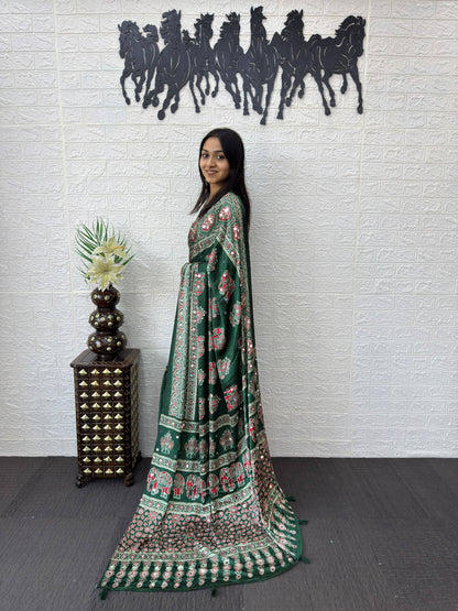 Luxury Cream Ajrak Print Saree for Festive & Cultural Occasions