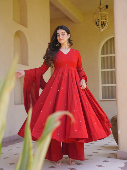 Heavy Roman Silk Embroidered Anarkali Suit With 4 Meter Flair & Chanderi Silk Dupatta | Wedding Wear