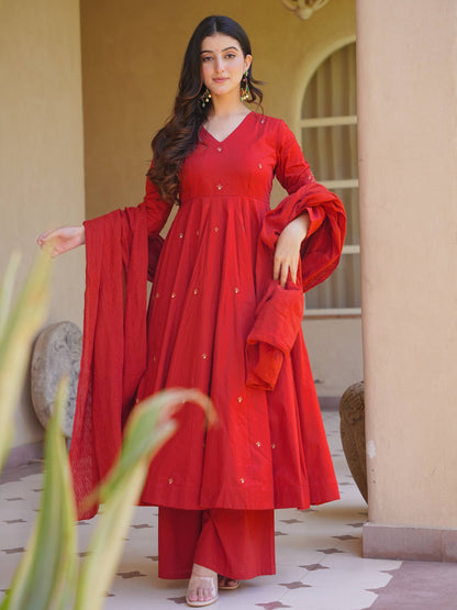 Heavy Roman Silk Embroidered Anarkali Suit With 4 Meter Flair & Chanderi Silk Dupatta | Wedding Wear