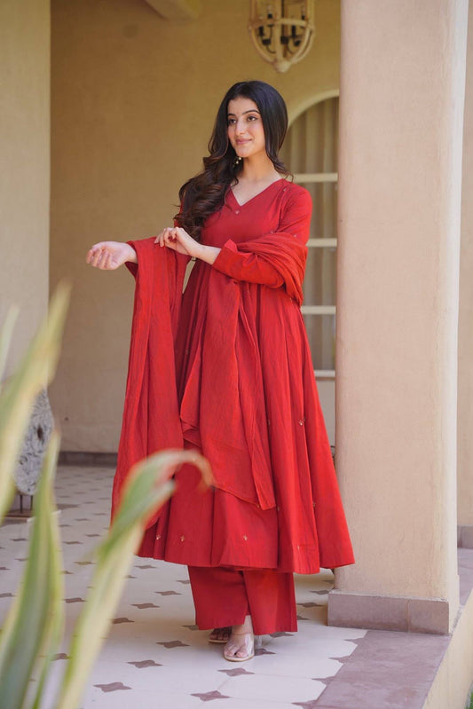 Heavy Roman Silk Embroidered Anarkali Suit With 4 Meter Flair & Chanderi Silk Dupatta | Wedding Wear