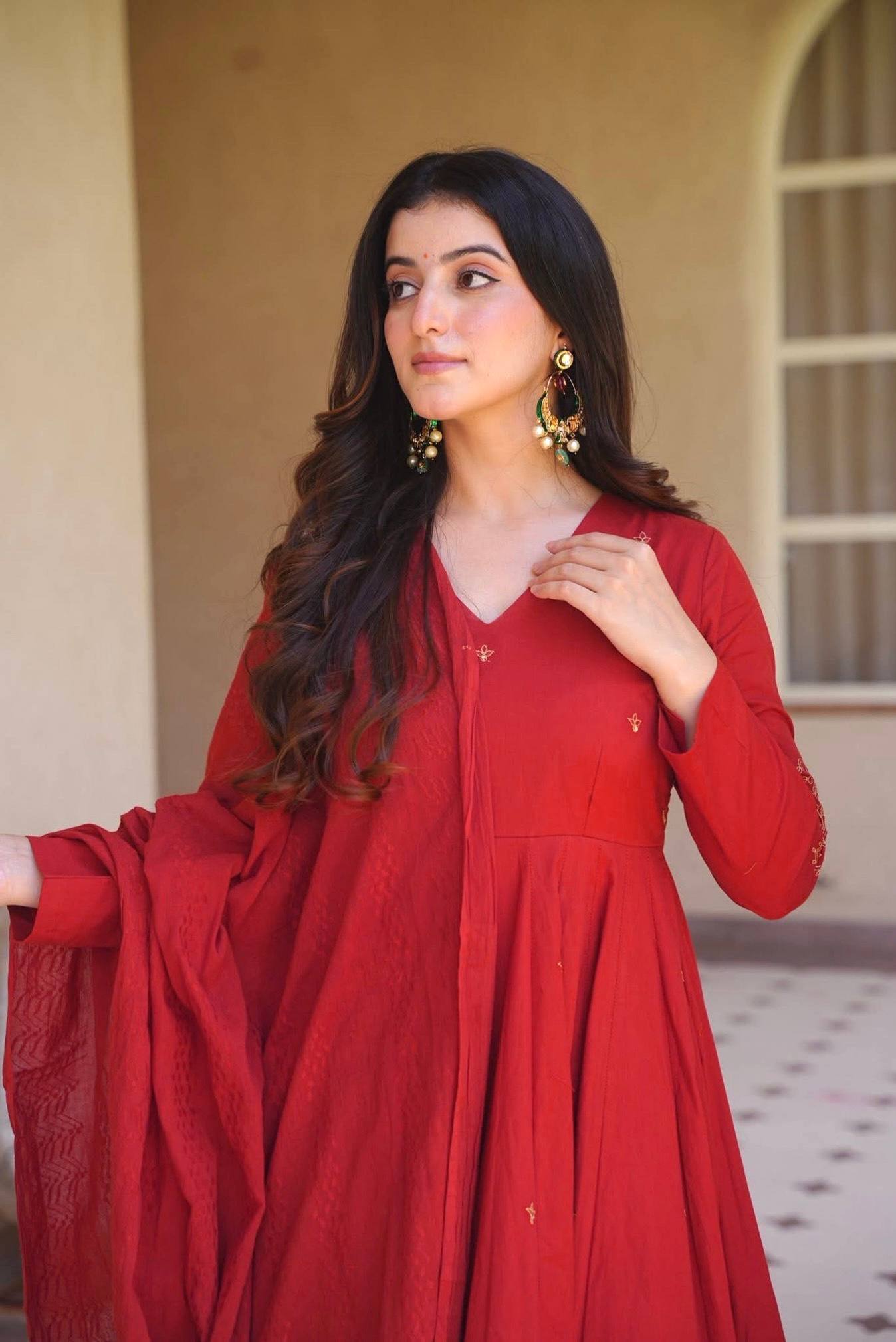 Heavy Roman Silk Embroidered Anarkali Suit With 4 Meter Flair & Chanderi Silk Dupatta | Wedding Wear