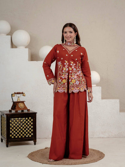 Heavy Roman Silk 5mm Sequin Embroidered Sharara Suit With Dupatta | Designer Party & Festive Wear