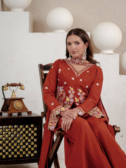 Heavy Roman Silk 5mm Sequin Embroidered Sharara Suit With Dupatta | Designer Party & Festive Wear