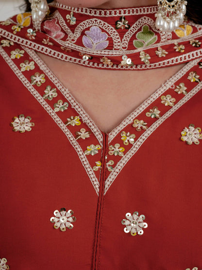 Heavy Roman Silk 5mm Sequin Embroidered Sharara Suit With Dupatta | Designer Party & Festive Wear