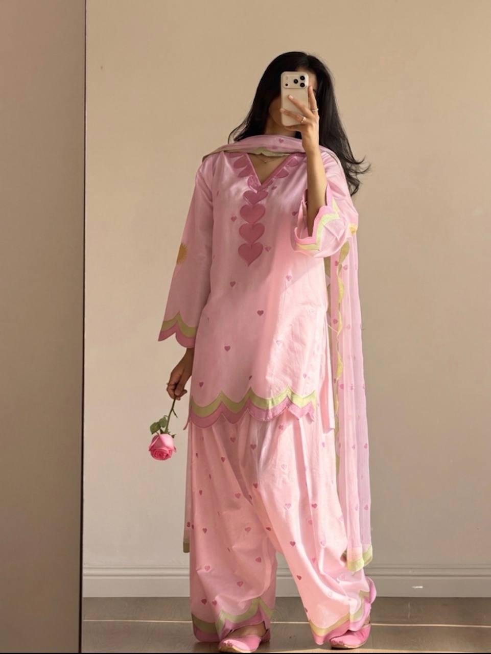 Designer Chanderi Cotton Farshi Salwar Suit Set with Embroidery, Sequence & Zari Work | Fully Stitched Kurta, Farshi Salwar & Dupatta