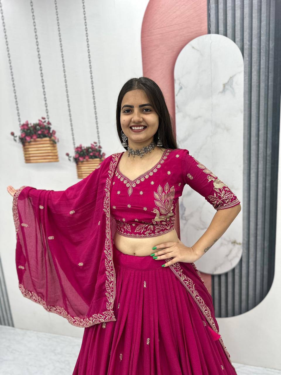 Pink Designer Party Wear Lehenga Choli for Reception, Sangeet and Festive Celebrations