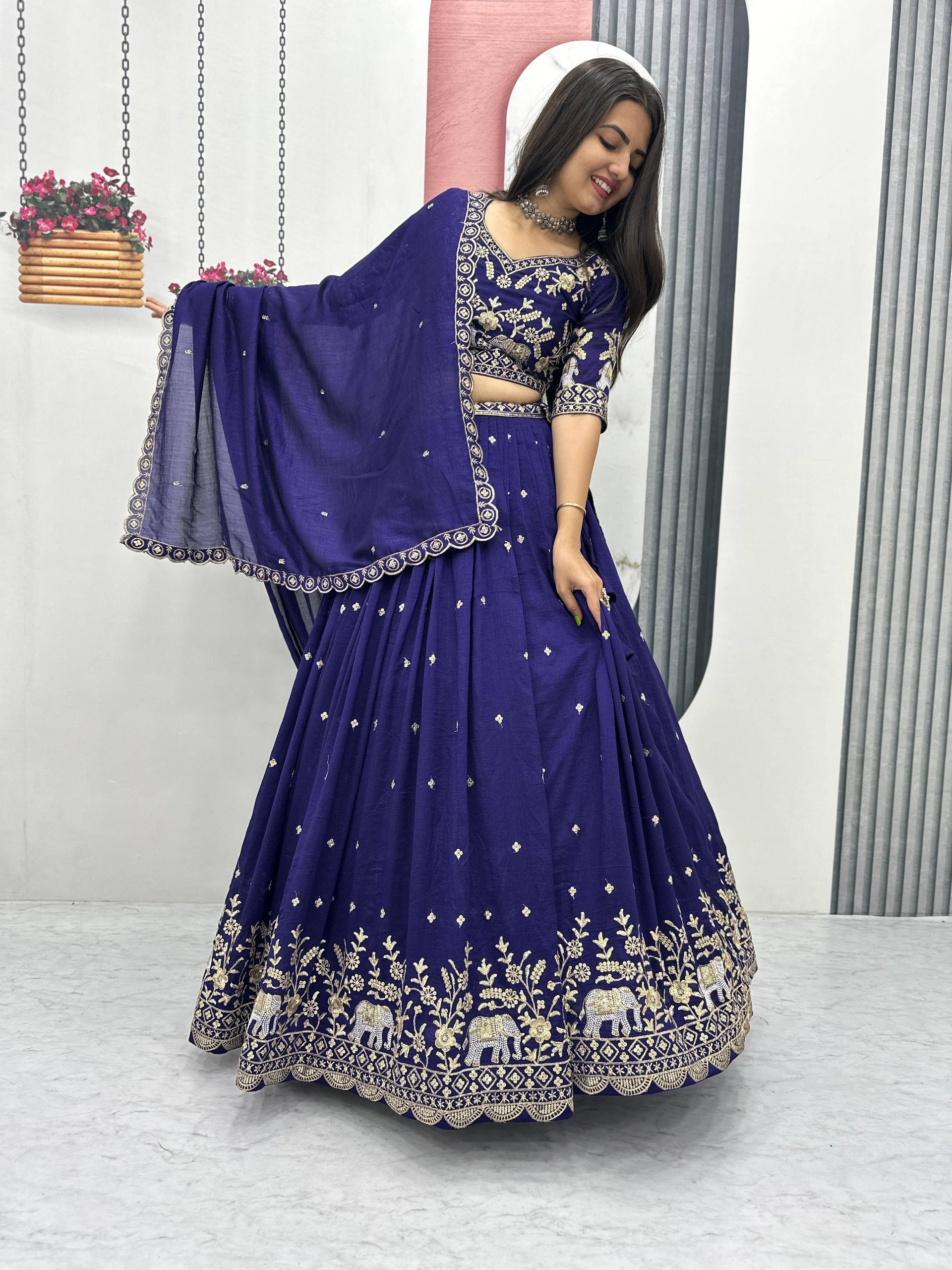 Premium Pure Chinon Ethnic Lehenga Choli Set with Traditional Embroidery