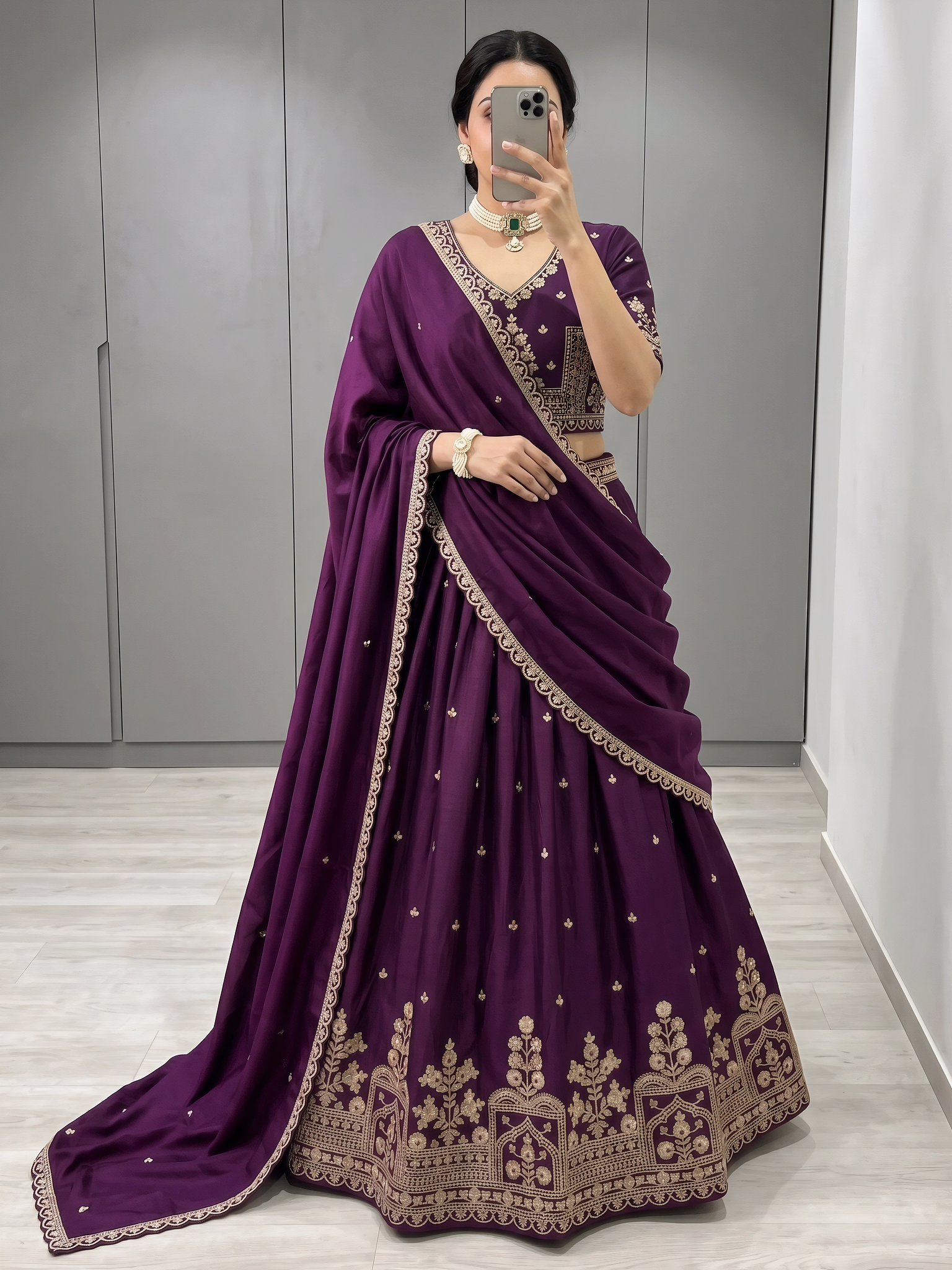 Premium Royal Purple Silk Festive Wear Lehenga Choli Set for Women