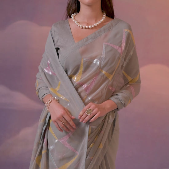 Festive Wear Heavy Georgette Designer Saree with Mono Banglory Blouse