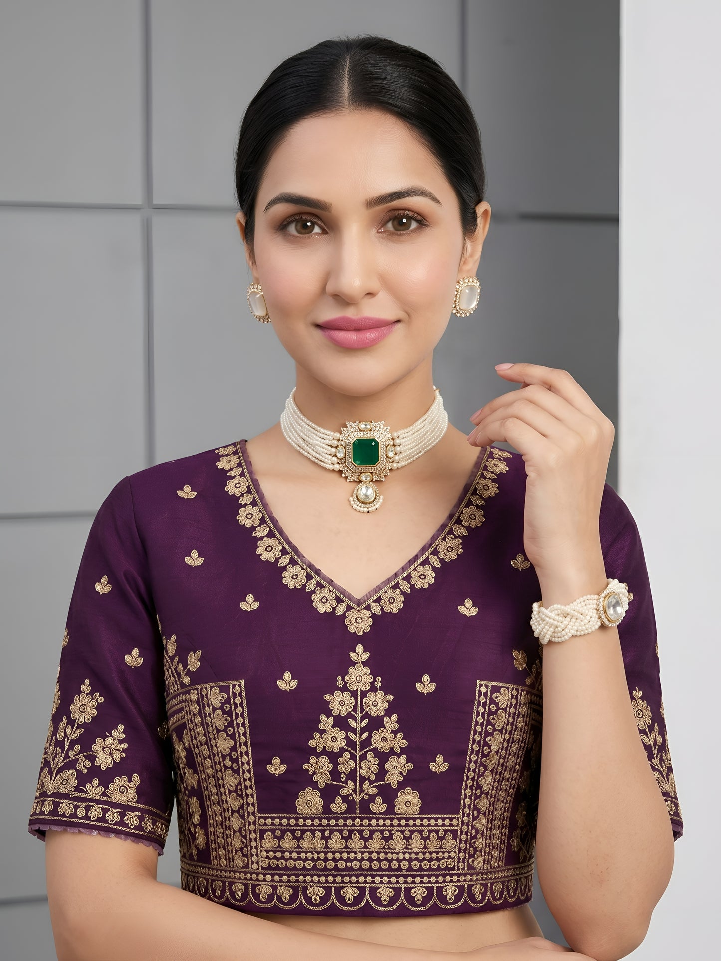 Royal Purple Silk Party Wear Lehenga Choli with Embroidered Border
