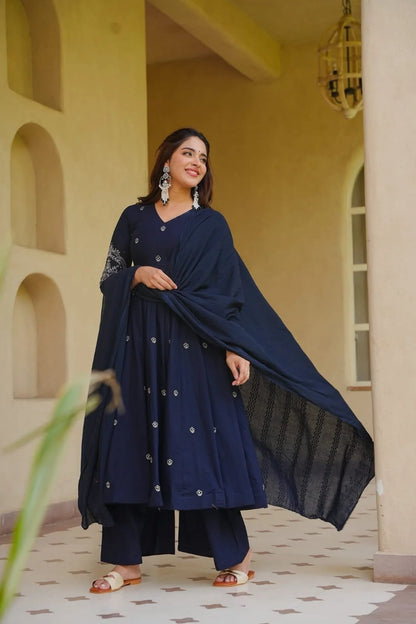 Amrapali Tremd Heavy Embroidered Roman Silk Anarkali Suit with Palazzo and Dupatta