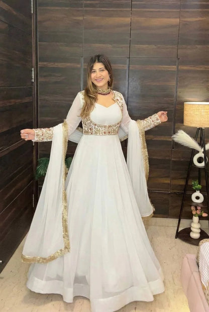 Designer Anarkali Gown with Jacket for Wedding & Festive Wear